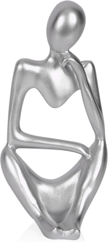 Sandstone Resin Abstract Contemplative Statue Silver Right