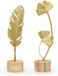 Mini Gold Leaf Sculpture Ornaments Set of 2
