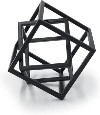 Small Geometric Metal Cube Sculpture Home Decor