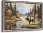 old barn Moose Wooden Framed Wall Art Wildlife Picture 16x12 Inch