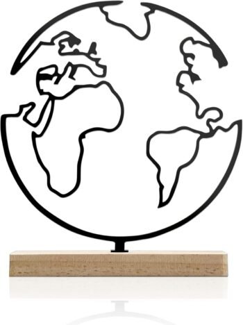 Travel Theme Metal Globe Tabletop Ornament with Stand