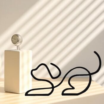 Minimalist Metal Line Dog Wall Desk Art