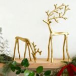 Gold Reindeer Statue Small Holiday Table Decor
