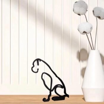 Minimalist Metal Abstract Dog Line Sculpture