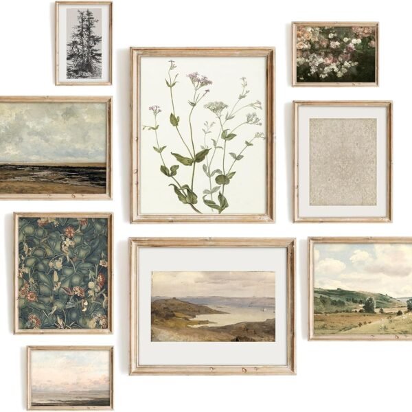 Vintage Wall Art Decor Prints Farmhouse Light Naturals Wall Decor A Light Vintage Aesthetic Set of 9 Gallery Prints Vintage French Country Canvas Wall Art Prints Nature Landscape Flower Botanical Painting Poster Rustic Cottagecore Art