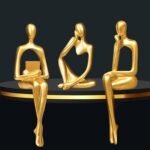 Gold Reading Contemplative Statues Set of 3