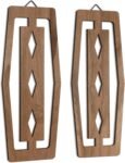2 Pcs Modern Mid Century Wall Art Wood, Dark Brown