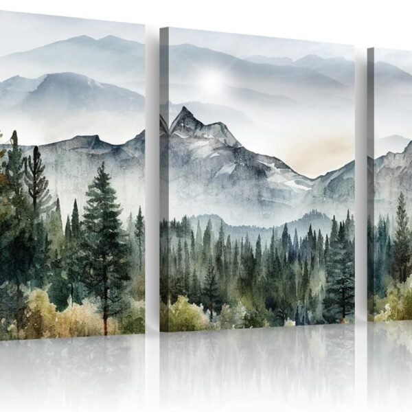 Wall Art for Living Room Modern Wall Decor for Bedroom Office Decor Abstract Mountain Forest Landscapes Ink Painting 3 Piece Framed Canvas Art Prints Ready to Hang Wall Pictures Home Decor