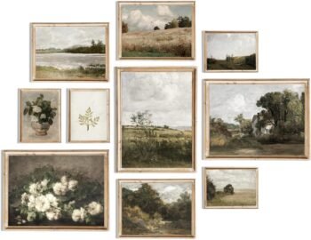 Vintage Wall Art Decor Prints Farmhouse Wall Decor Vintage French Country Canvas Wall Art Prints Nature Landscape Flower Botanical Painting Poster Rustic Cottagecore Decor Retro Aesthetic
