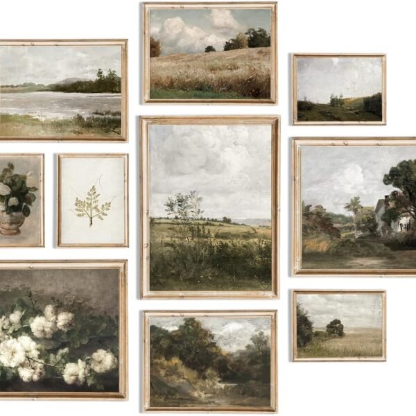 Vintage Wall Art Decor Prints Farmhouse Wall Decor Vintage French Country Canvas Wall Art Prints Nature Landscape Flower Botanical Painting Poster Rustic Cottagecore Decor Retro Aesthetic