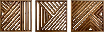Wooden Geometric Home Wall Decor Slatted Wood Design Wall Sculpture，Set of 3 Wood Wall Art decorate，Boho Bathroom Bedroom Living Room rustic Home Decoration