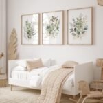 Watercolor Botanical Wall Art Set of 3 Boho Floral Canvas Wall Decor Prints Sage Green Wildflower Wall Art Modern Flower Pictures Botanical Painting for Bedroom Bathroom 16x24 Inch Unframed