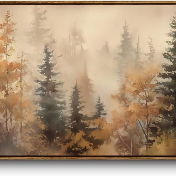 Extra Large Framed Fall Wall Art, Forests Trees Landscape, 20x40in