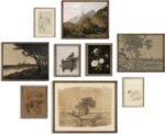 9Pcs Vintage Gallery Wall Art Decor Prints Neutral Farmhouse Wall Decor Nature Landscape Botanical Painting Moody Poster Retro French Country Moody Paintings Rustic Cottagecore Brown Tones Decor - Unframed