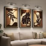Large Framed 3D Wood Boho Tropical Wall Decor for Living Room, 24x36 Inch