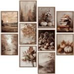 10Pcs 8x10 inch Fall Wall Art Prints, Retro Rustic Aesthetic Vintage Autumn Scenery Posters for Living Room Bedroom Fall Thanksgiving Decorations (Unframed, Style 02)