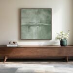 Framed Modern Green Abstract Wall Art Decor for Living Room, 30x30 In