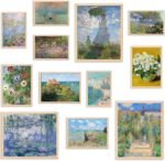Claude Monet Eclectic Wall Art, Monet Prints for Wall Decor, Eclectic Home Decor Canvas Impressionist Painting, Monet Water Lilies Exhibition Poster for Room Aesthetic, Classic Monet Gallery Art Prints Maximalist Decor - UNFRAMED