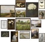 15 Pcs Vintage Wall Art Decor, Vintage Posters for Room, Vintage Art Prints, Moody gallery wall art, Wall Print for Bedroom, Eclectic French Country Botanical Painting (Unframed)